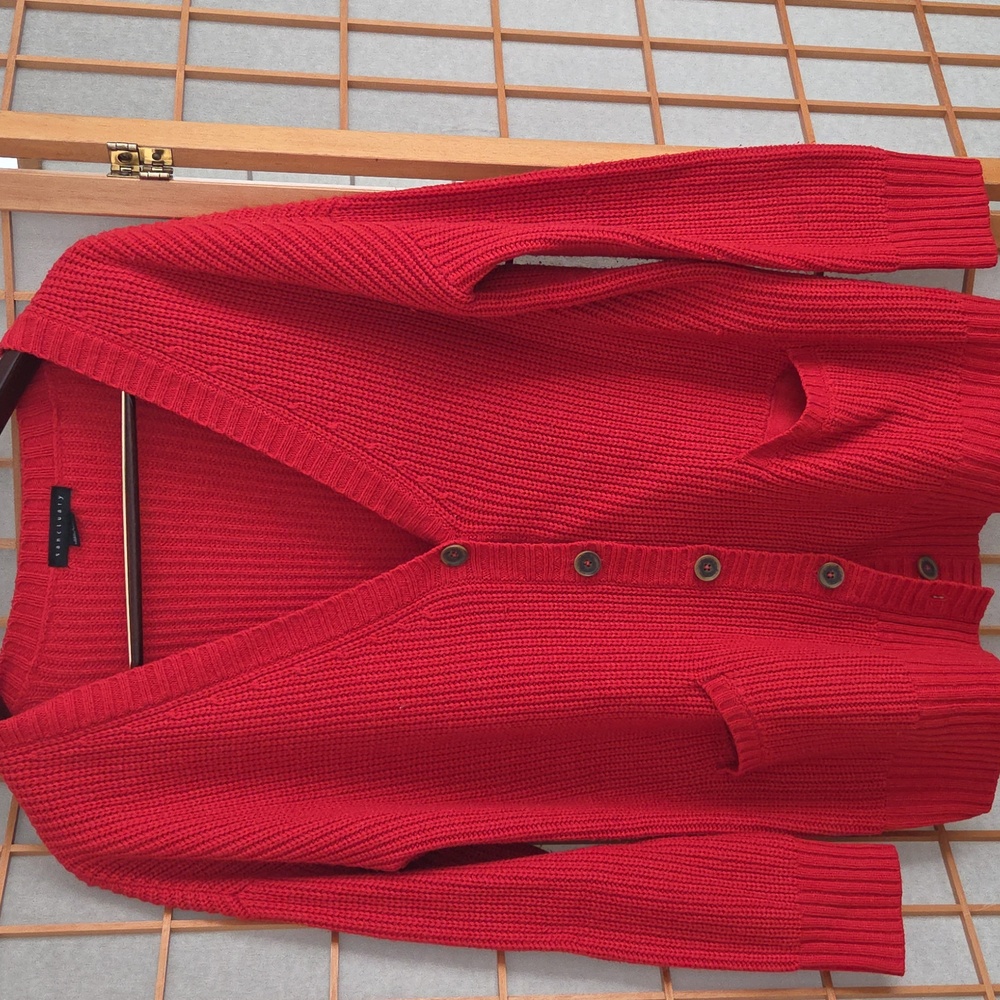 Sanctuary Vibrant Red Knit Oversized Cardigan